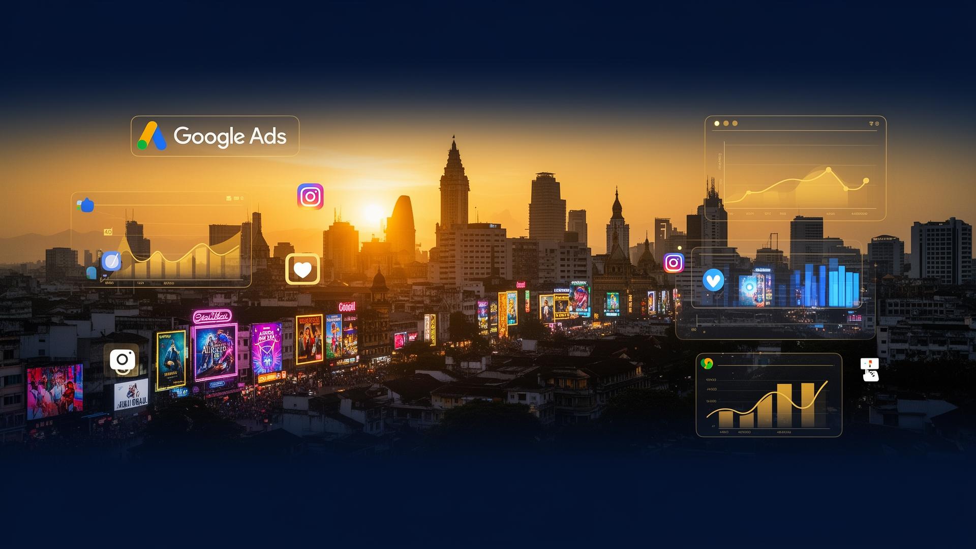 Advertising in Sri Lanka — billboards, digital ads and social media campaigns over Colombo skyline